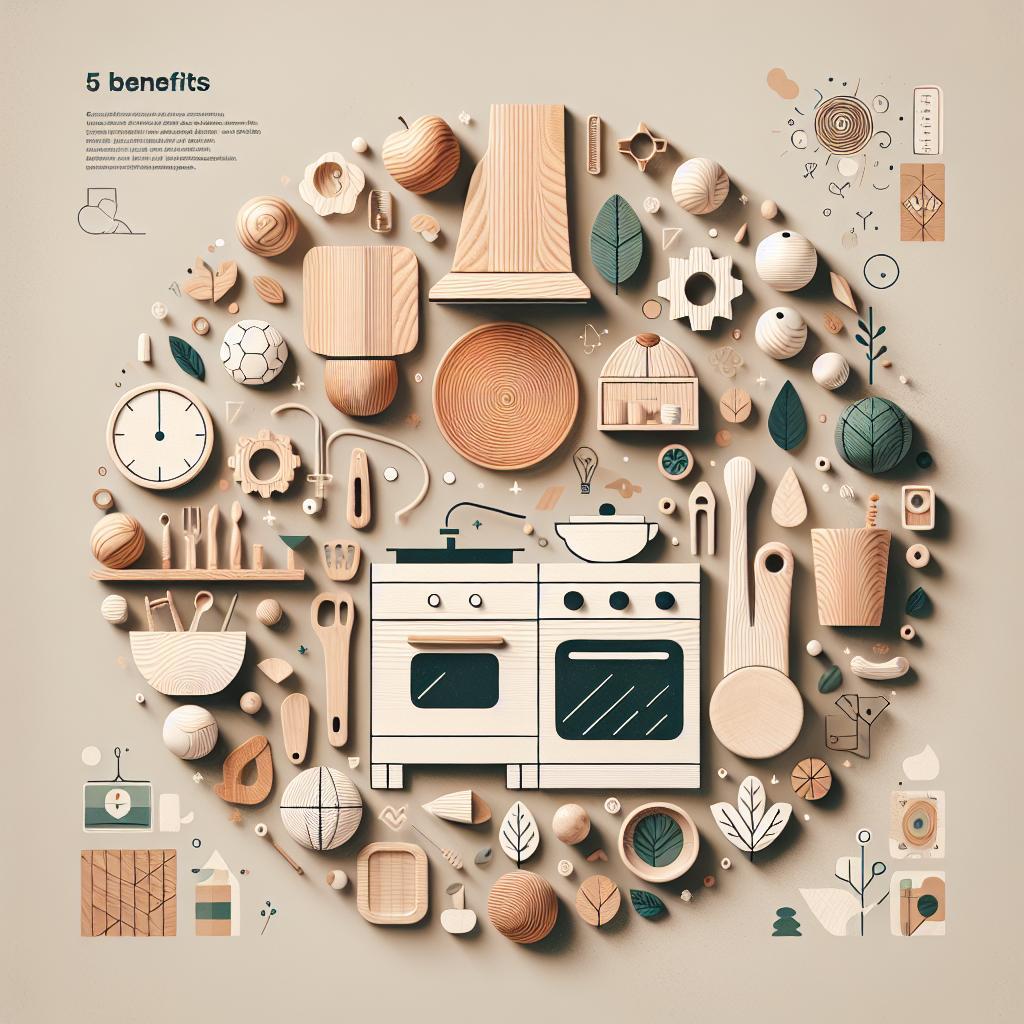 5 beneficios de la cocina Montessori de madera para niños creativos